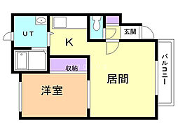 コンフォート南24条 1LDKの間取図画像