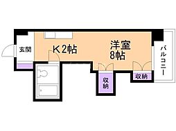 ワタナベレジデンス 1Kの間取図画像