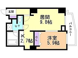 クレステージS6W12タワー 1LDKの間取図画像