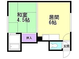 中央コーポ 1DKの間取図画像