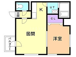 円山シャトー桂和坂下 1LDKの間取図画像