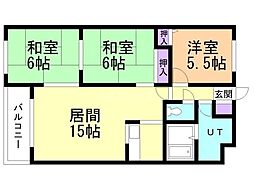 ドミ幌西第2 3LDKの間取図画像