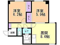 ひふみビル 2LDKの間取図画像