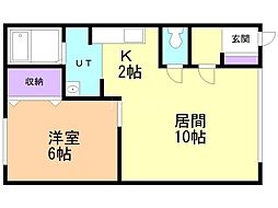フローリッシュ19 1LDKの間取図画像