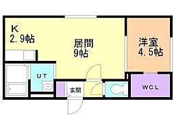 札幌市中央区南十二条西14丁目アパート 1LDKの間取図画像