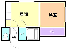 RYSM424 1DKの間取図画像