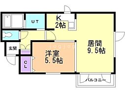 キャピタル神宮 1LDKの間取図画像