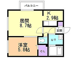 リリアムハウス 1LDKの間取図画像