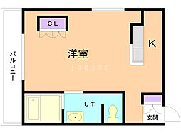 ライフコート 1Kの間取図画像