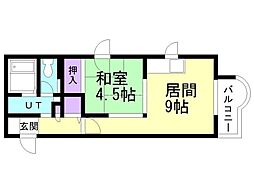 山京ガーデンハイツ西15 1LDKの間取図画像