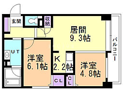プライムアーバン北3条通 2LDKの間取図画像