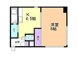 朝日ハウス 1DKの間取図画像