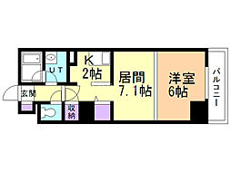 ビッグパレス南6条 1LDKの間取図画像