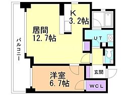 レジディア北2条EAST 1LDKの間取図画像