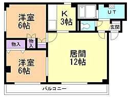 エステラ弐番館 2LDKの間取図画像