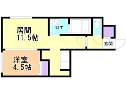 ブランシャールEK琴似 1LDKの間取図画像