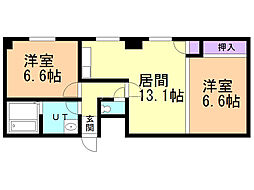 きだパレス 2LDKの間取図画像