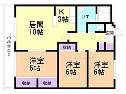 メゾン伏見 3LDKの間取図画像