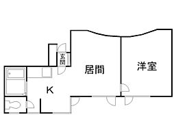 アーブ円山 1LDKの間取図画像