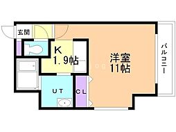 ロベージ 1Kの間取図画像