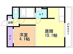 マルヤマパークViewApartment 1LDKの間取図画像