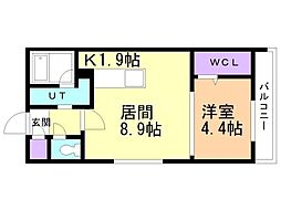 GRACE琴似 1LDKの間取図画像