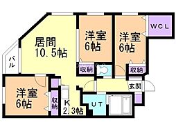 ニューロイヤル山鼻 3LDKの間取図画像