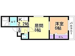 プレシオン南9条 1LDKの間取図画像