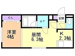 ウインドヒルズウエスト12 1LDKの間取図画像
