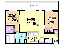 COLOREMINAMI9jo 2LDKの間取図画像