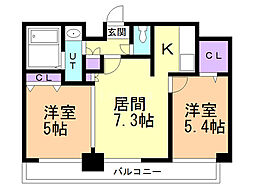 グレースコート円山北 2LDKの間取図画像