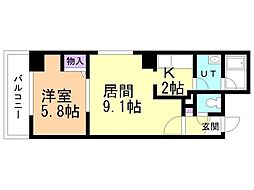 サッポロヒルズ 1LDKの間取図画像