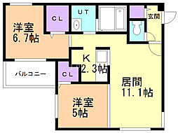 DOLCE.621 2LDKの間取図画像