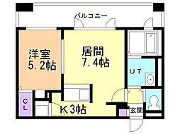 ノーススターマルヤマ 1LDKの間取図画像