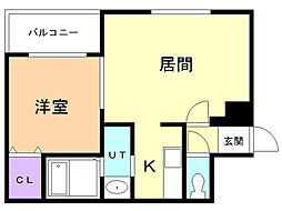 プレジャー桑園 1LDKの間取図画像