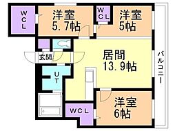 Alivis 宮の森 3LDKの間取図画像