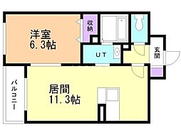 K13 1LDKの間取図画像