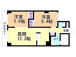 COMFORIA北三条 2LDKの間取図画像
