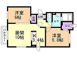 エスポワール 2LDKの間取図画像