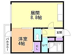 ソレイユハイム山鼻 1LDKの間取図画像