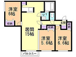 システムコート伏見 3LDKの間取図画像