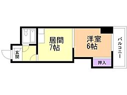 ライオンズマンション南3条 1DKの間取図画像