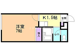 レオパレスこまくさ 1Kの間取図画像