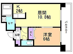 ティアラタワー中島倶楽部 1LDKの間取図画像