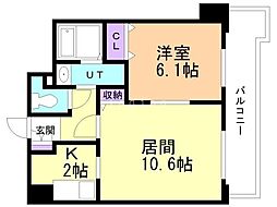 ティアラタワー中島倶楽部 1LDKの間取図画像
