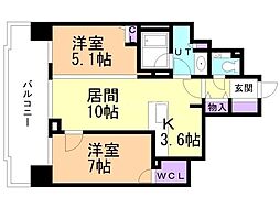 ライオンズ札幌中央レガシア 2LDKの間取図画像