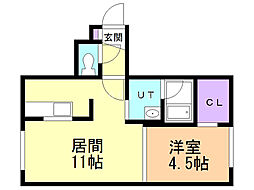 ワールドパレス札幌中央 1LDKの間取図画像