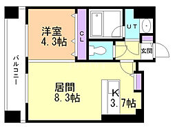 レジデンスセゾン 1LDKの間取図画像