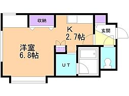 コードザビースト 1Kの間取図画像