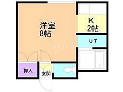 コーポ桑西 1Kの間取図画像